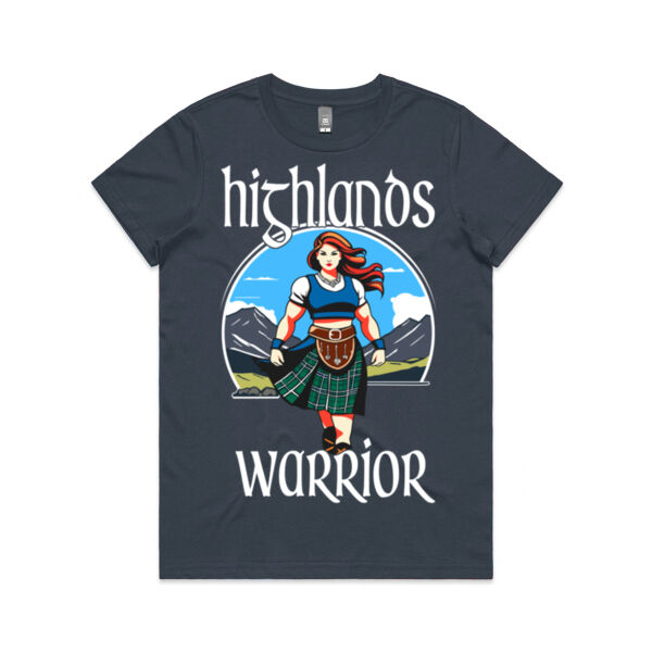 Highlands Female Warrior - White Design - Basic Women's Tee Thumbnail