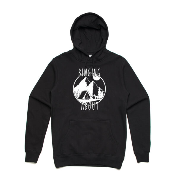 Binging About - Hoodie White font Thumbnail